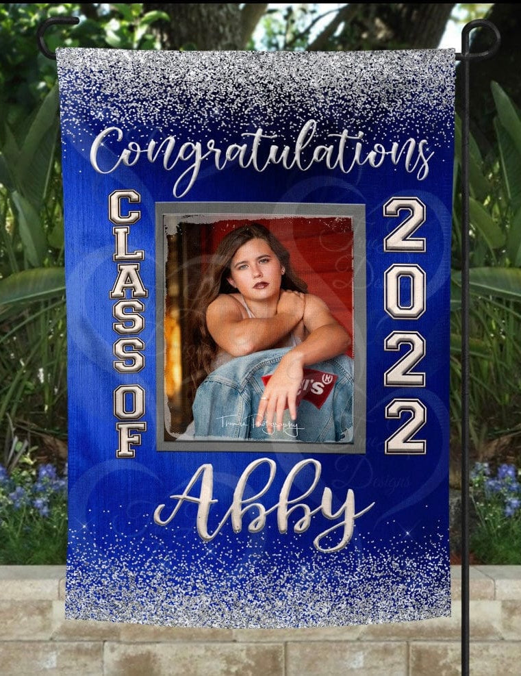 Graduation Blue Garden Flag *ADD A NAME AND PHOTO*-Stay Foxy Boutique, Florissant, Missouri