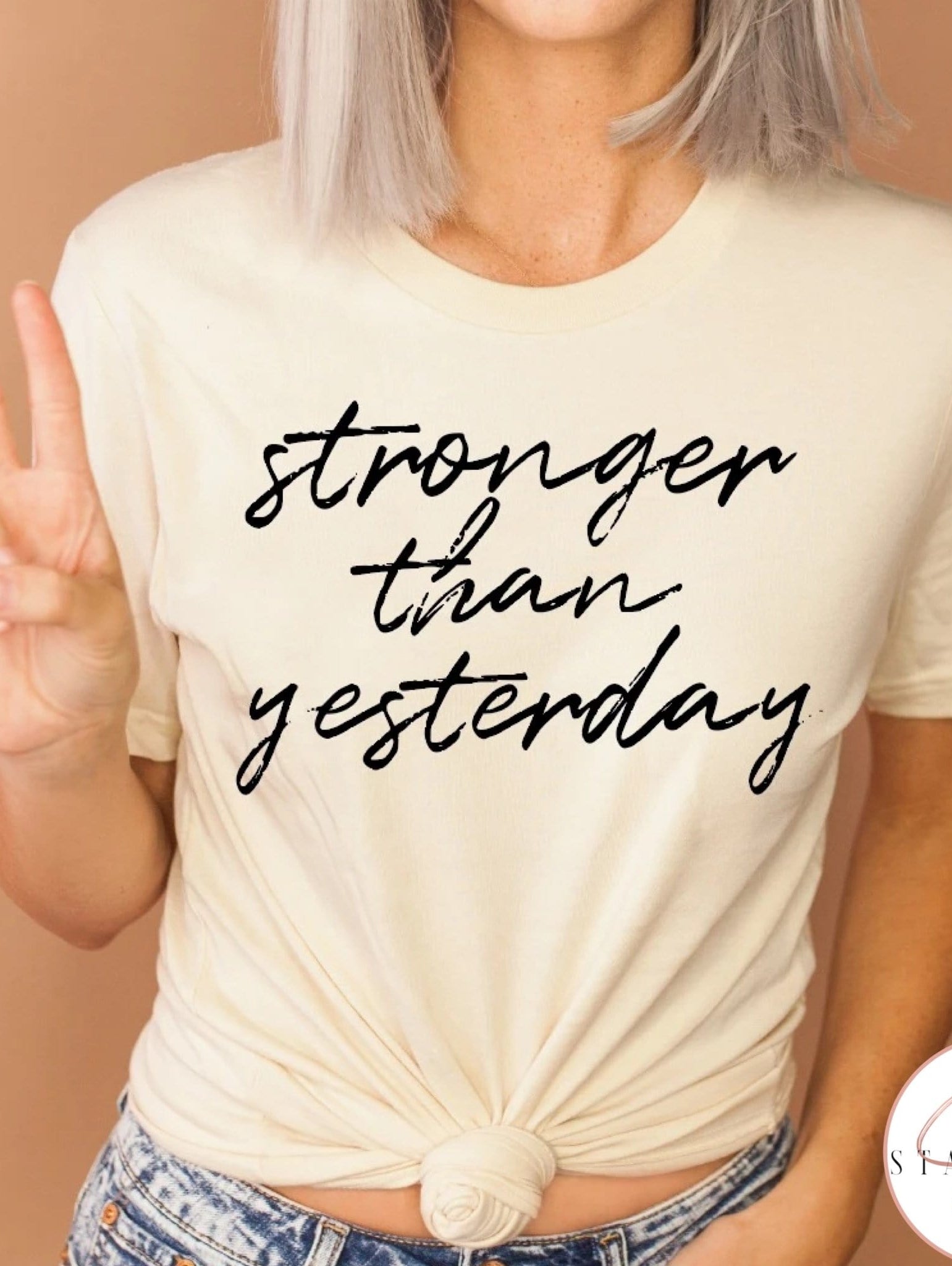 Stronger Than Yesterday Graphic T #282-Graphic T-Stay Foxy Boutique, Florissant, Missouri