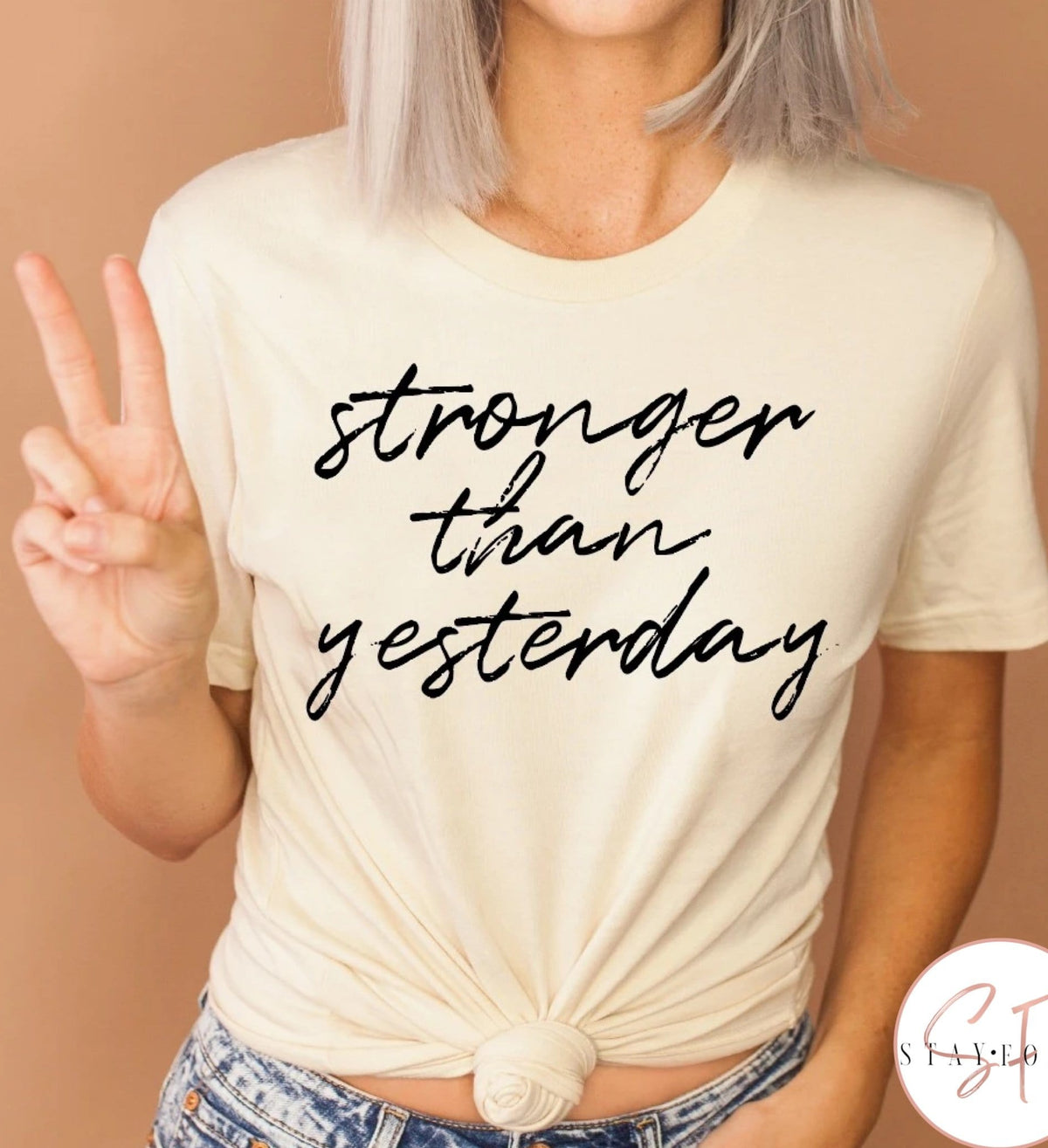 Stronger Than Yesterday Graphic T #282-Graphic T-Stay Foxy Boutique, Florissant, Missouri