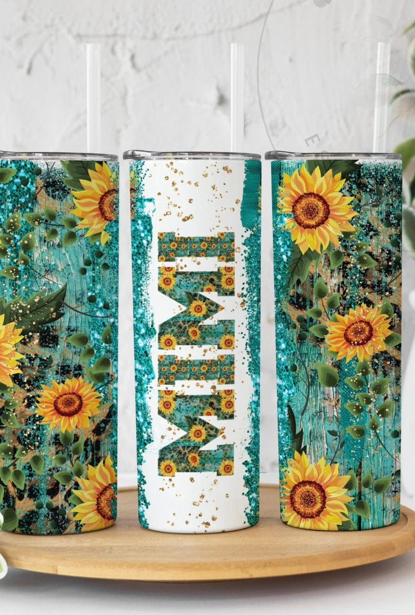 Turquoise Sunflower “Moms”Tumbler-Stay Foxy Boutique, Florissant, Missouri
