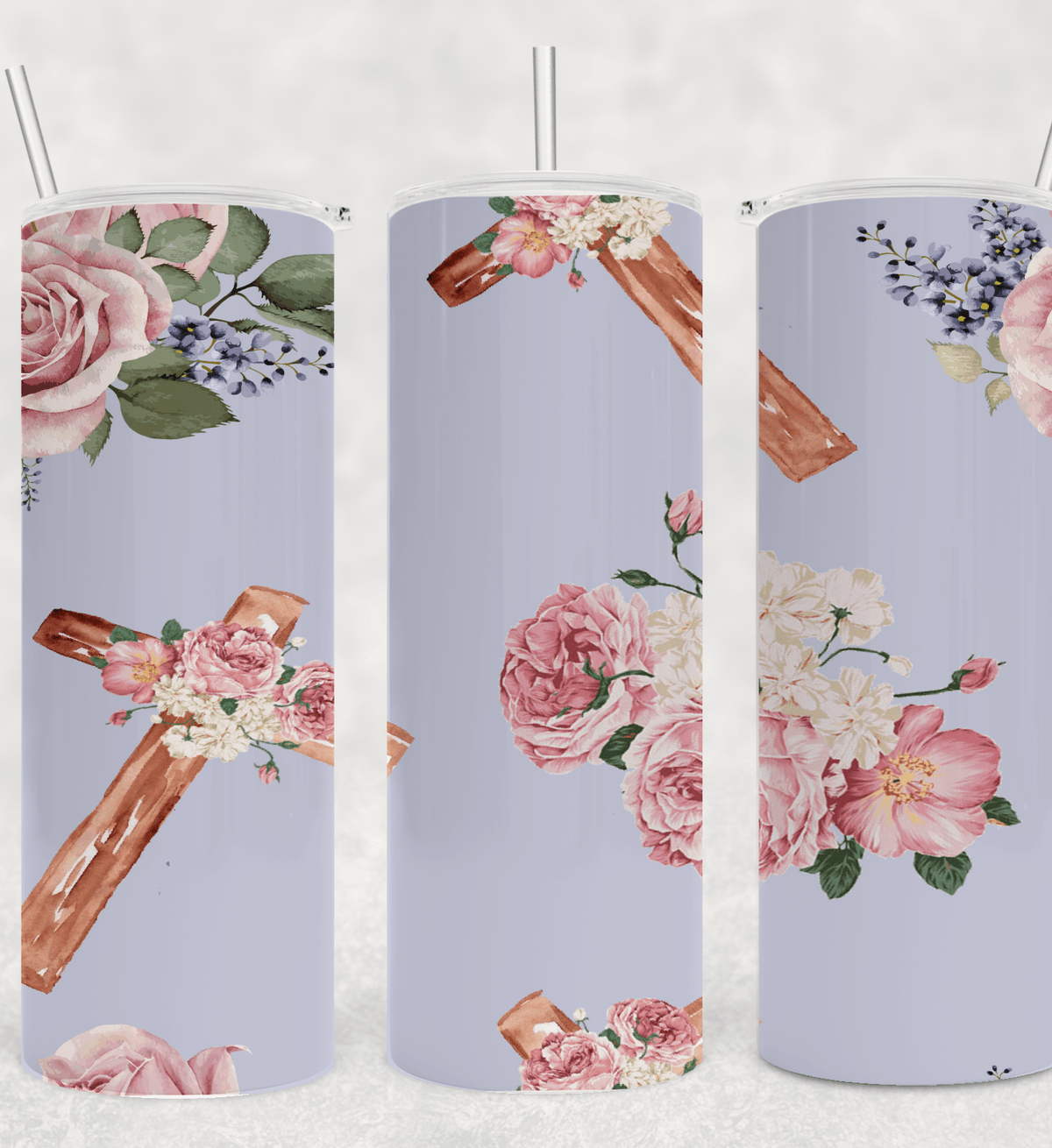 Floral Cross Easter Tumbler-Stay Foxy Boutique, Florissant, Missouri