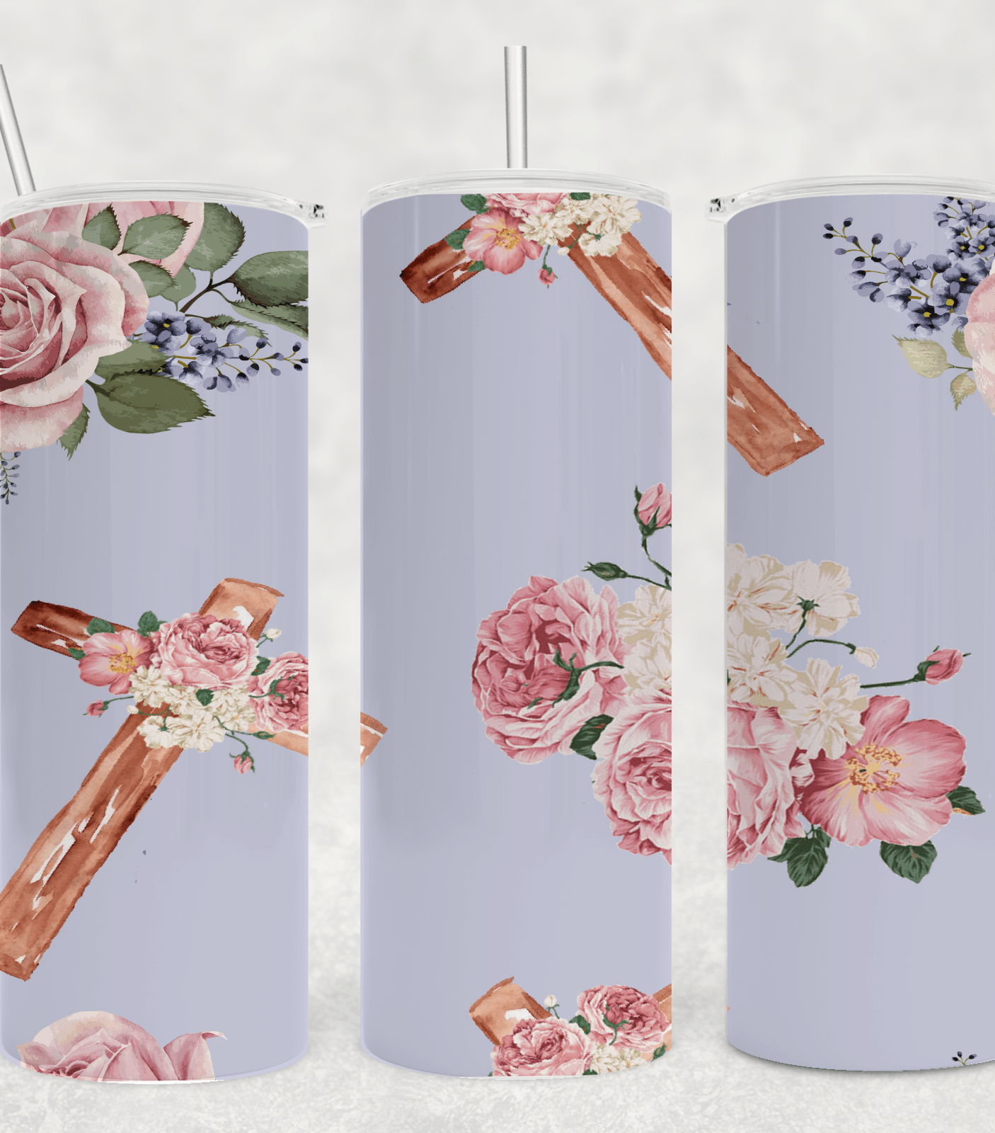 Floral Cross Easter Tumbler-Stay Foxy Boutique, Florissant, Missouri