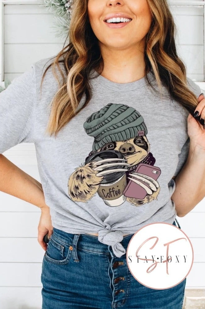 Fall Sloth Graphic T-Graphic T-Stay Foxy Boutique, Florissant, Missouri