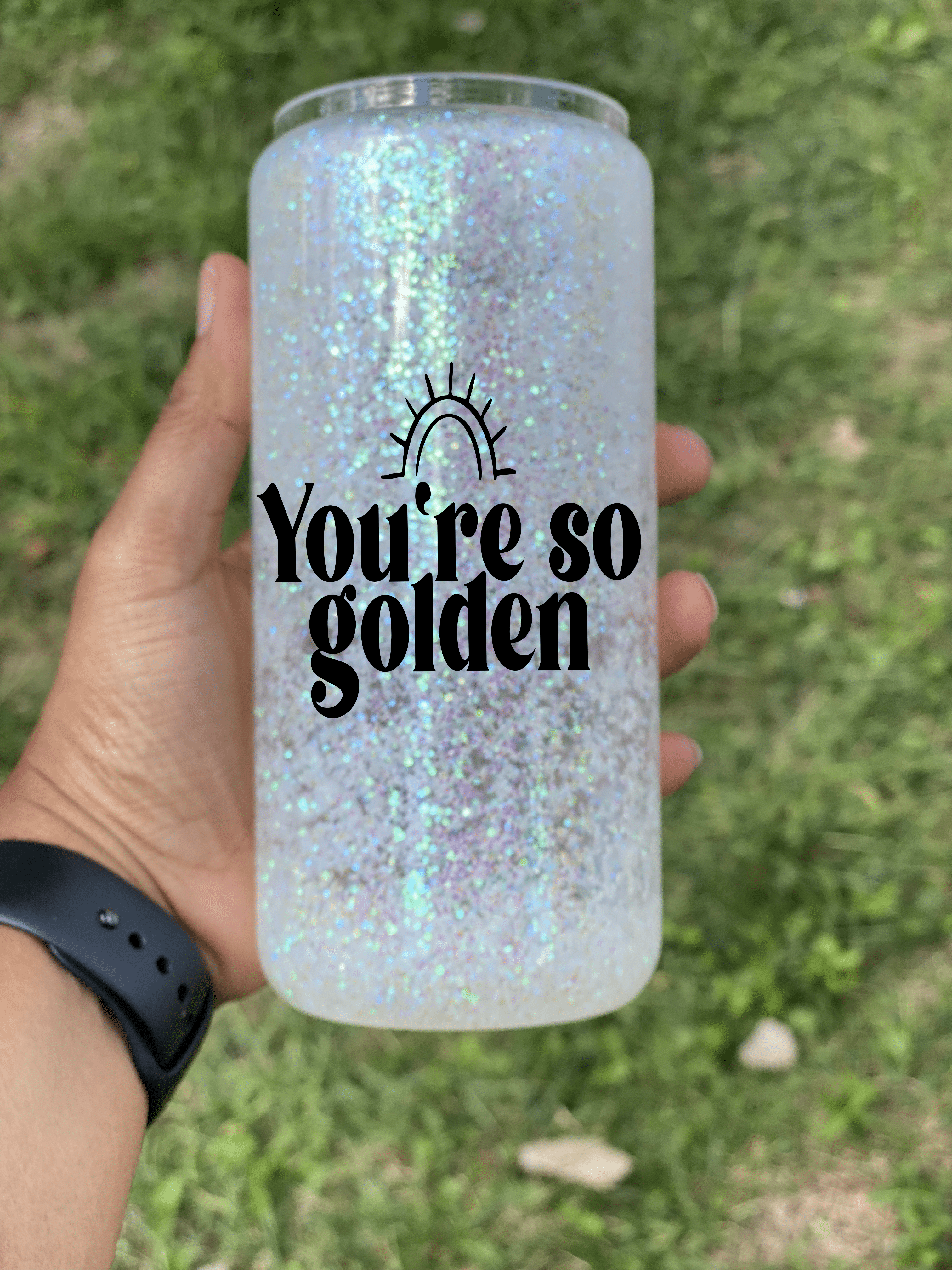 Golden Snow Globe Glass Cup-Drinkware-Stay Foxy Boutique, Florissant, Missouri