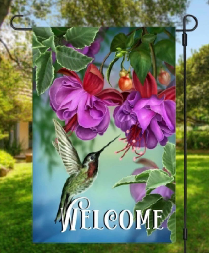 Hummingbird Welcome Flag-Stay Foxy Boutique, Florissant, Missouri