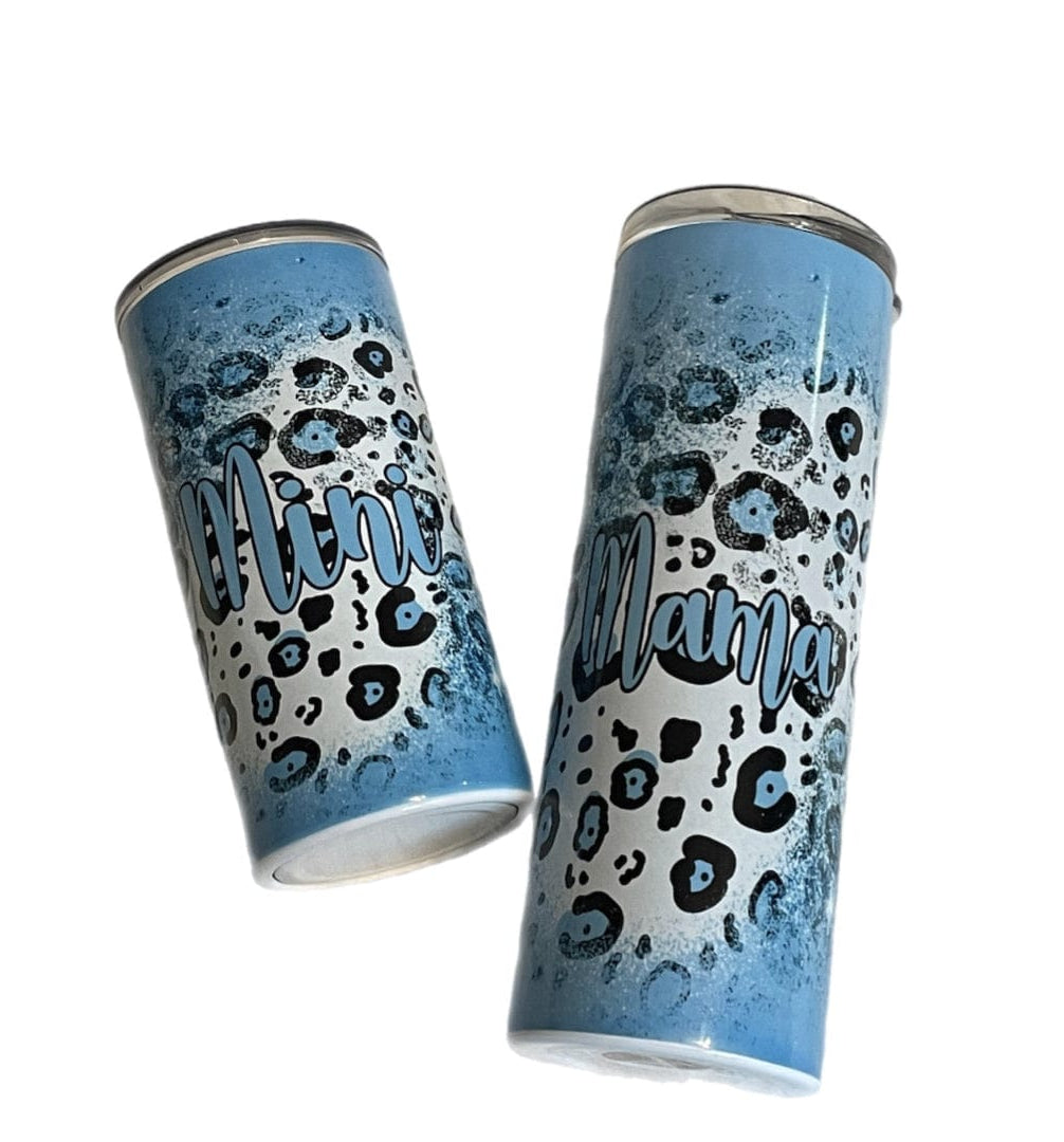 Mama/Mini Blue Leopard Tumbler-Stay Foxy Boutique, Florissant, Missouri