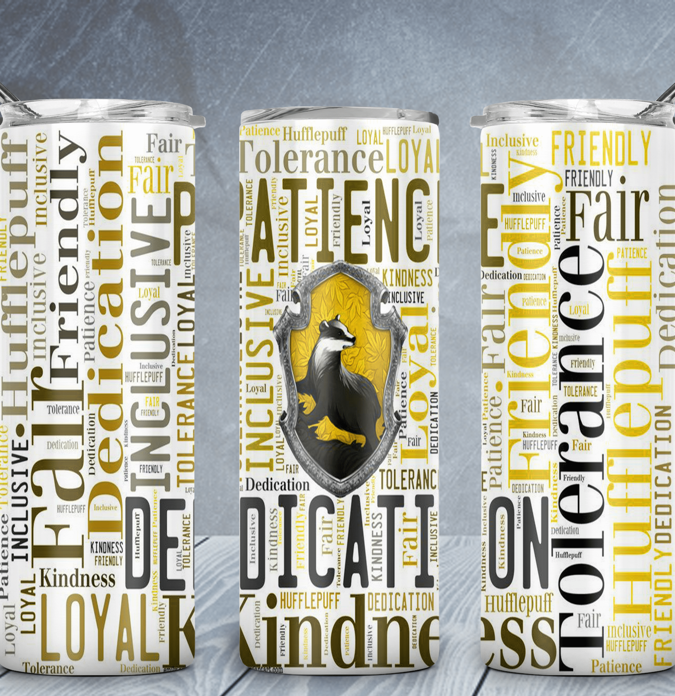 Yellow Adjectives Of Power Tumbler-Drinkware-Stay Foxy Boutique, Florissant, Missouri