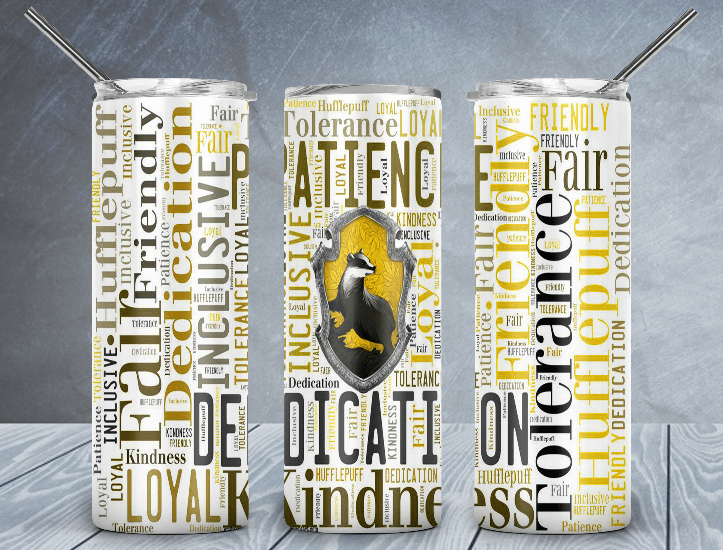 Yellow Adjectives Of Power Tumbler-Drinkware-Stay Foxy Boutique, Florissant, Missouri