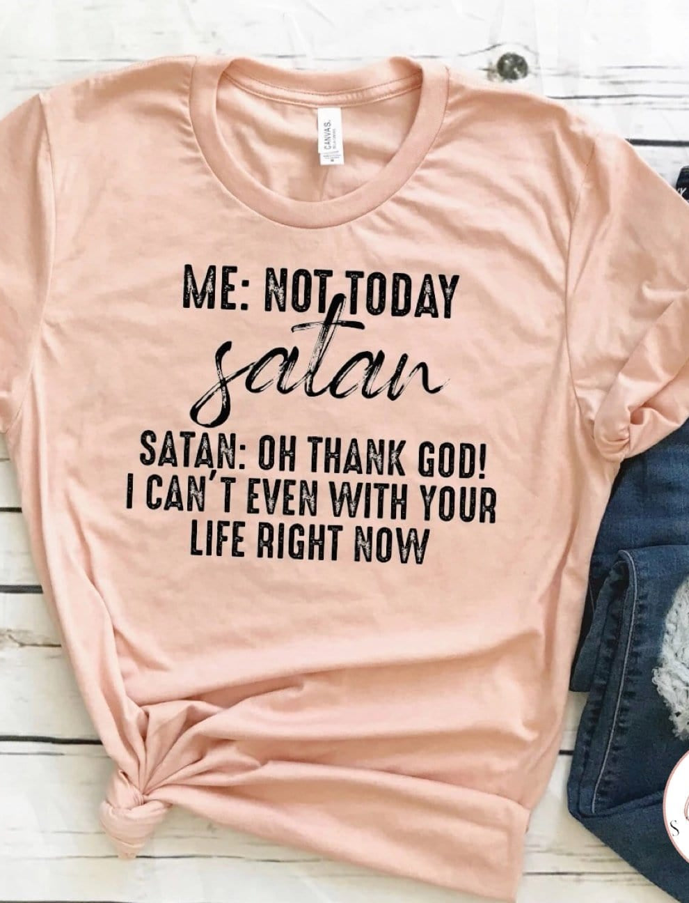 Not Today Satan Graphic T #220-Graphic T-Stay Foxy Boutique, Florissant, Missouri