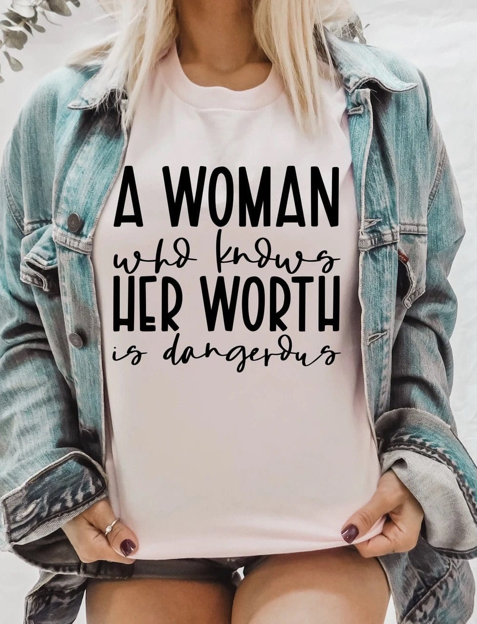 A Woman Who Knows Her Worth Is Dangerous Graphic T-Graphic T-Stay Foxy Boutique, Florissant, Missouri