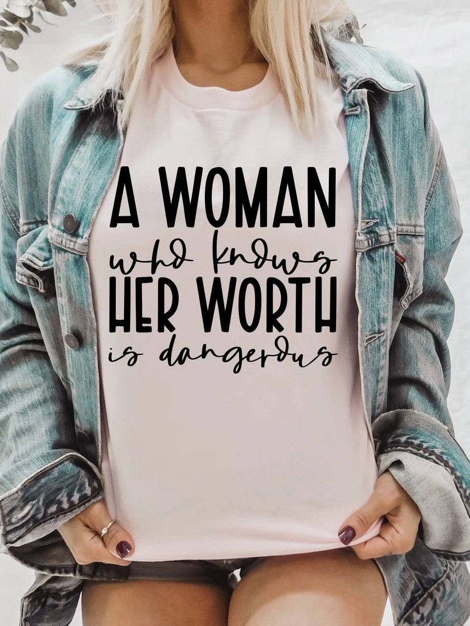 A Woman Who Knows Her Worth Is Dangerous Graphic T-Graphic T-Stay Foxy Boutique, Florissant, Missouri