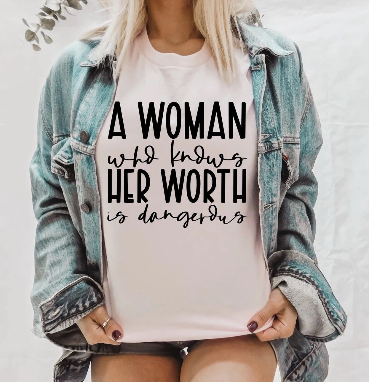 A Woman Who Knows Her Worth Is Dangerous Graphic T-Graphic T-Stay Foxy Boutique, Florissant, Missouri