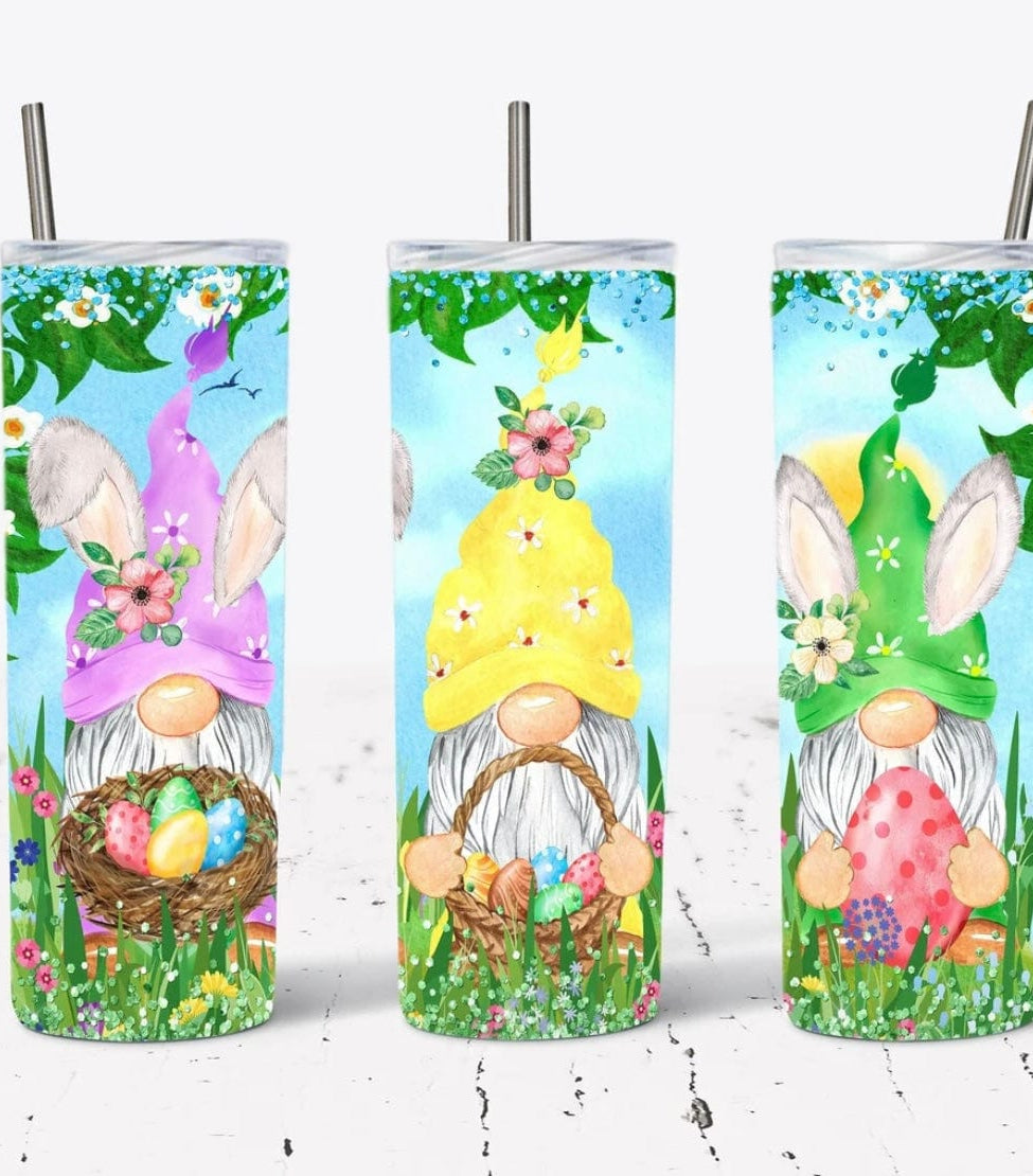 Floral Gnomes Easter Tumbler-Stay Foxy Boutique, Florissant, Missouri