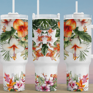 Tropical Flowers 40 oz Tumbler-Stay Foxy Boutique, Florissant, Missouri