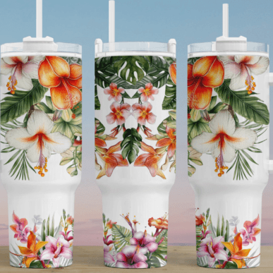 Tropical Flowers 40 oz Tumbler-Stay Foxy Boutique, Florissant, Missouri