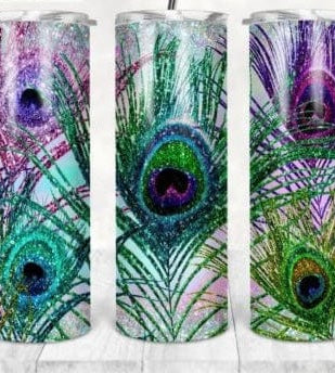 Glitter Feathers Tumbler-Drinkware-Stay Foxy Boutique, Florissant, Missouri