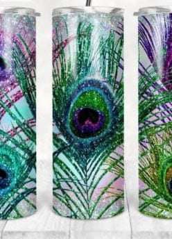 Glitter Feathers Tumbler-Drinkware-Stay Foxy Boutique, Florissant, Missouri