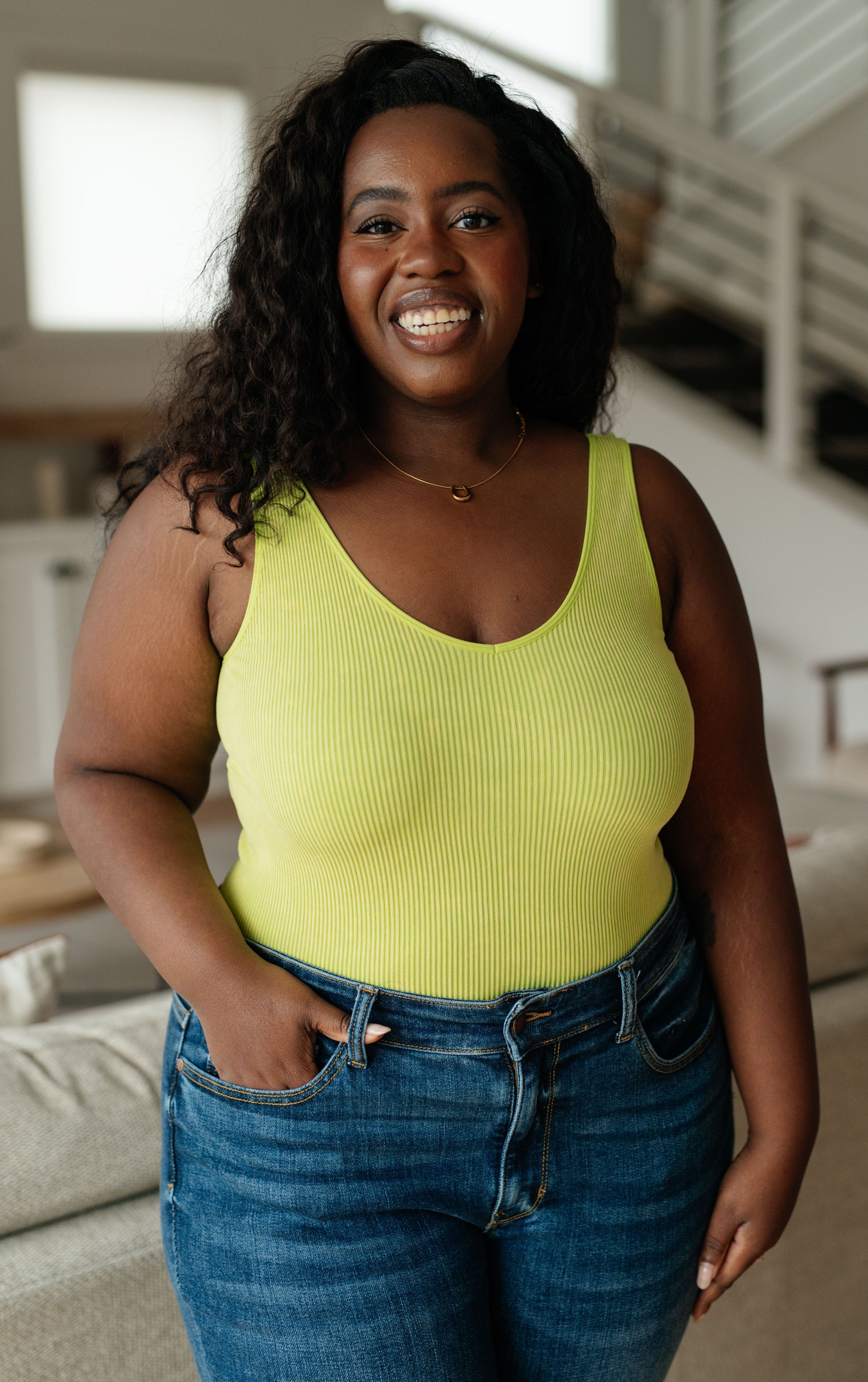 Fundamentals Ribbed Seamless Reversible Tank in Green-Womens-Stay Foxy Boutique, Florissant, Missouri
