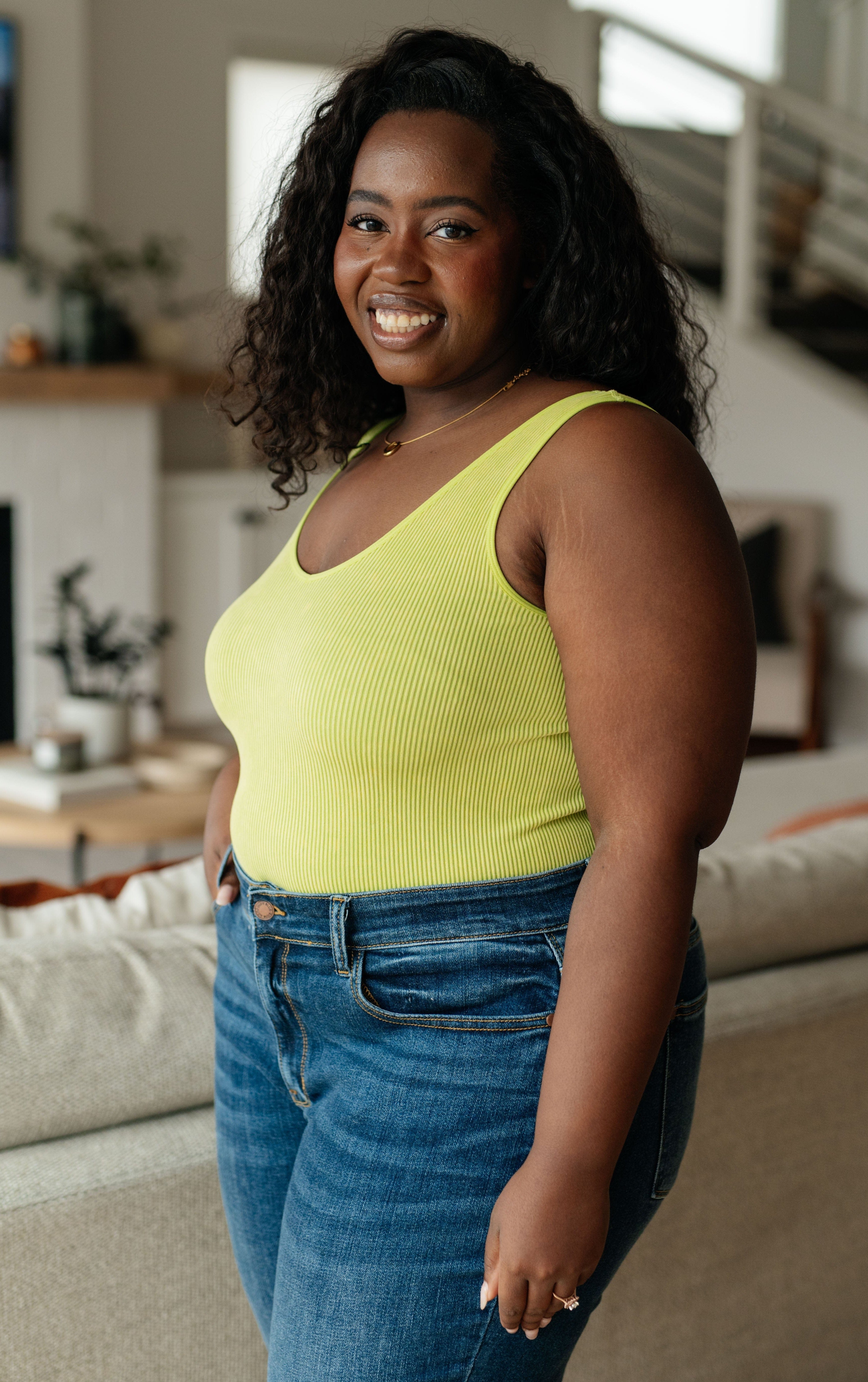 Fundamentals Ribbed Seamless Reversible Tank in Green-Womens-Stay Foxy Boutique, Florissant, Missouri