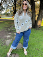 Flower Powered Half Zip Sweater in Four Colors-Womens-Stay Foxy Boutique, Florissant, Missouri