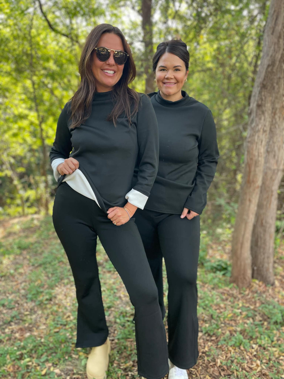Cuddle Up Fleece Lined Top in Black-Womens-Stay Foxy Boutique, Florissant, Missouri