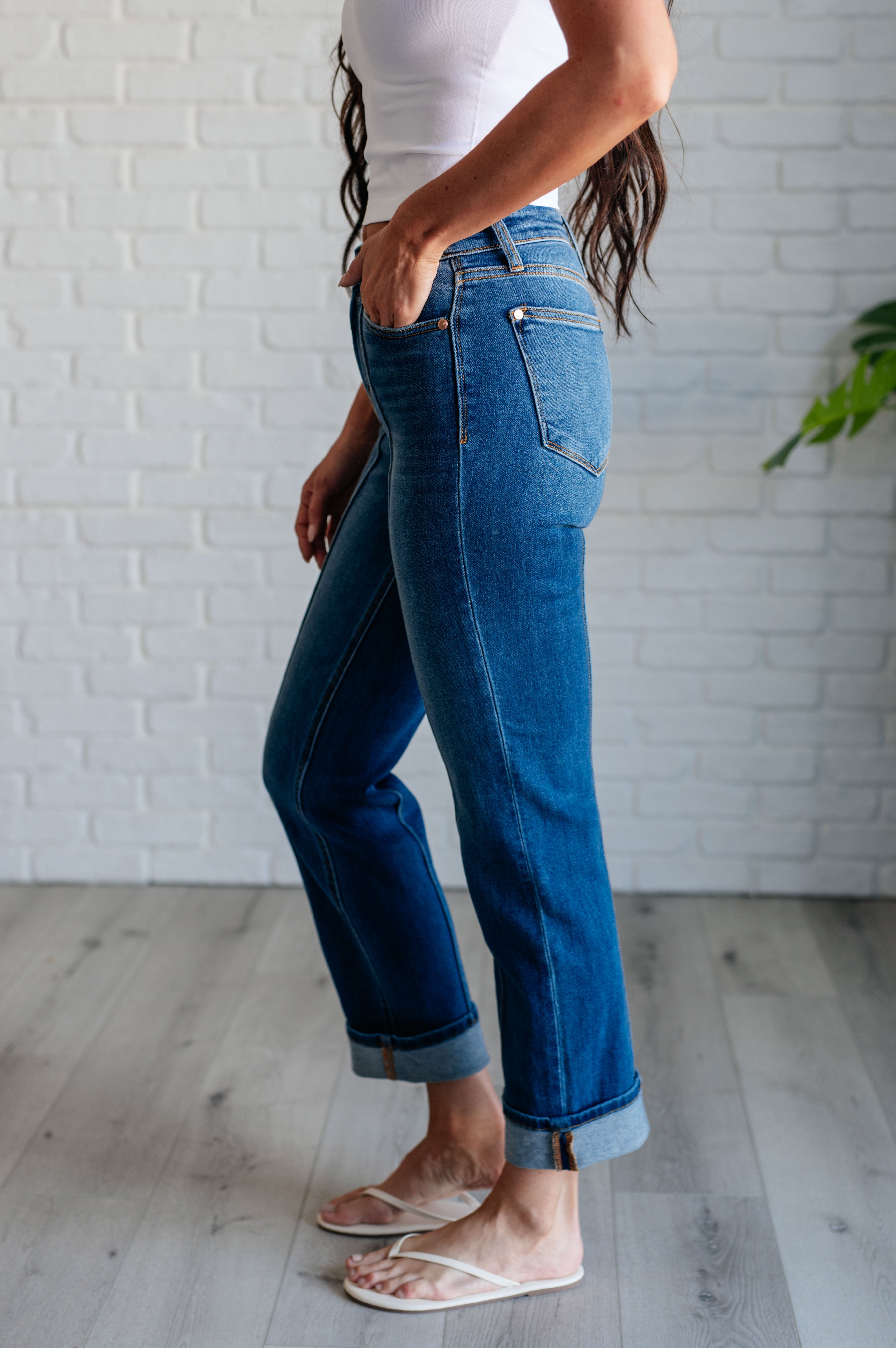 Campbell High Rise Center Seam Detail Straight Jeans-Womens-Stay Foxy Boutique, Florissant, Missouri