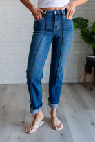 Campbell High Rise Center Seam Detail Straight Jeans-Womens-Stay Foxy Boutique, Florissant, Missouri