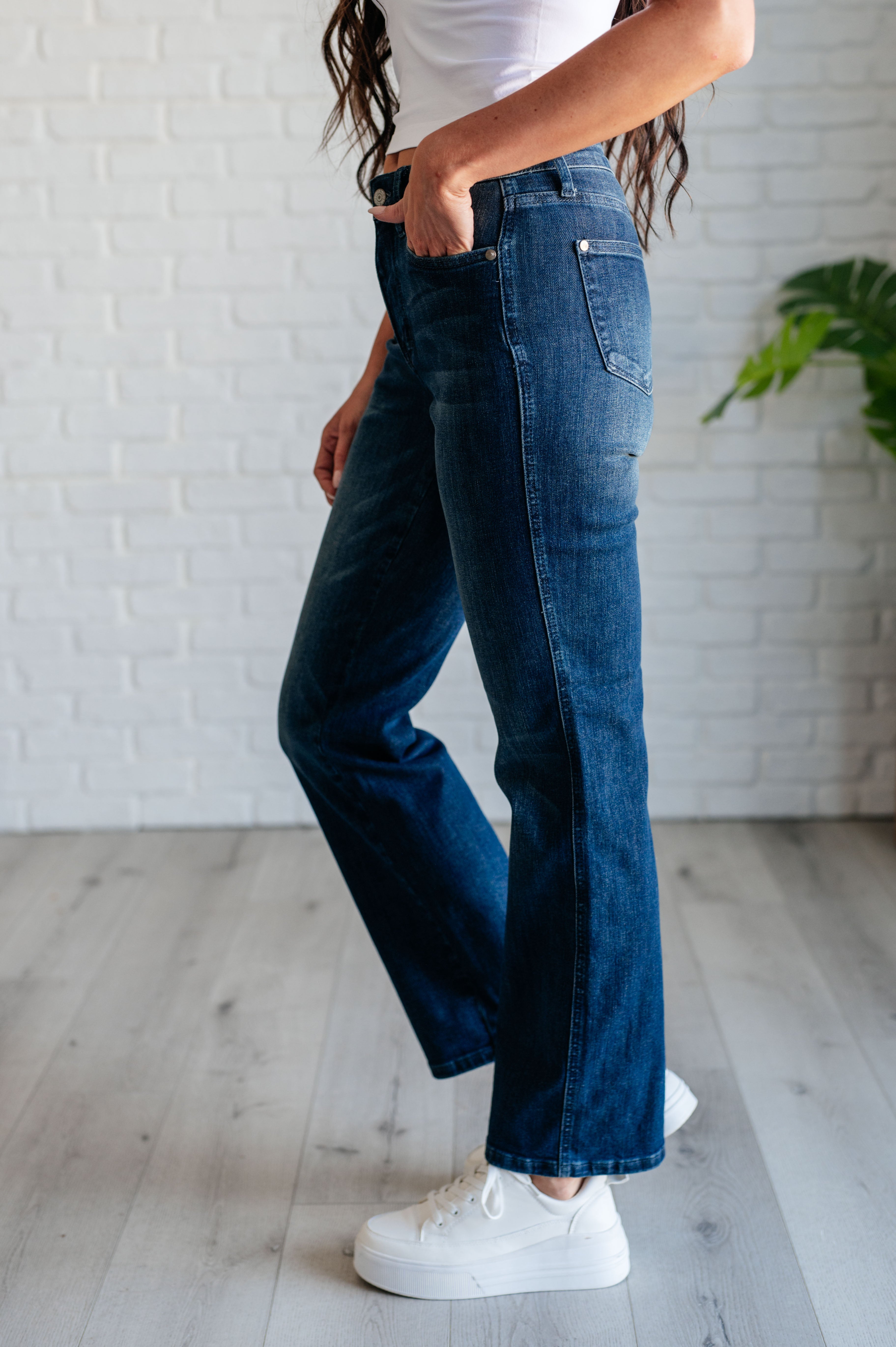 Muriel Mid Rise Control Top Classic Straight Jeans-Womens-Stay Foxy Boutique, Florissant, Missouri