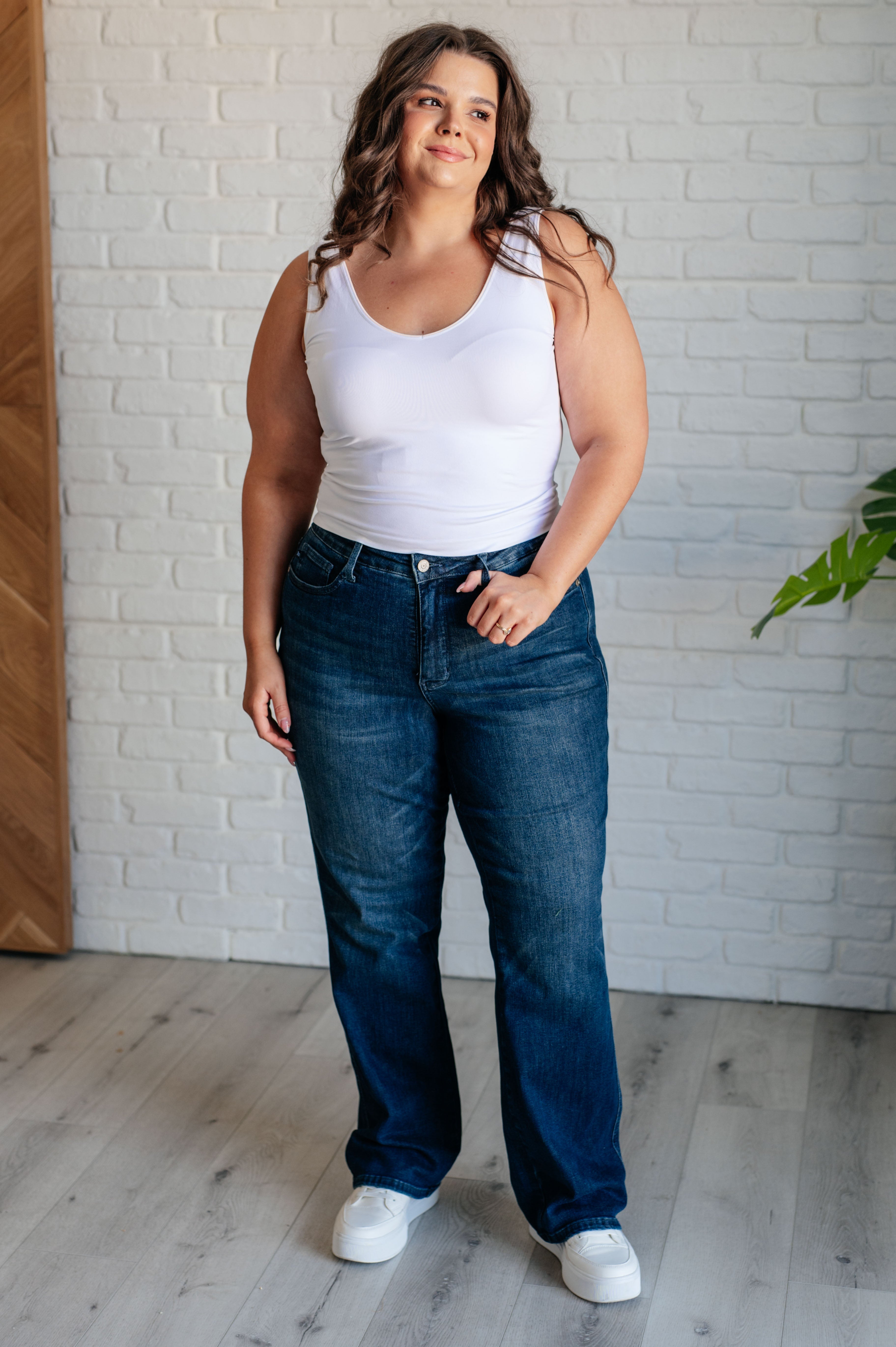 Muriel Mid Rise Control Top Classic Straight Jeans-Womens-Stay Foxy Boutique, Florissant, Missouri