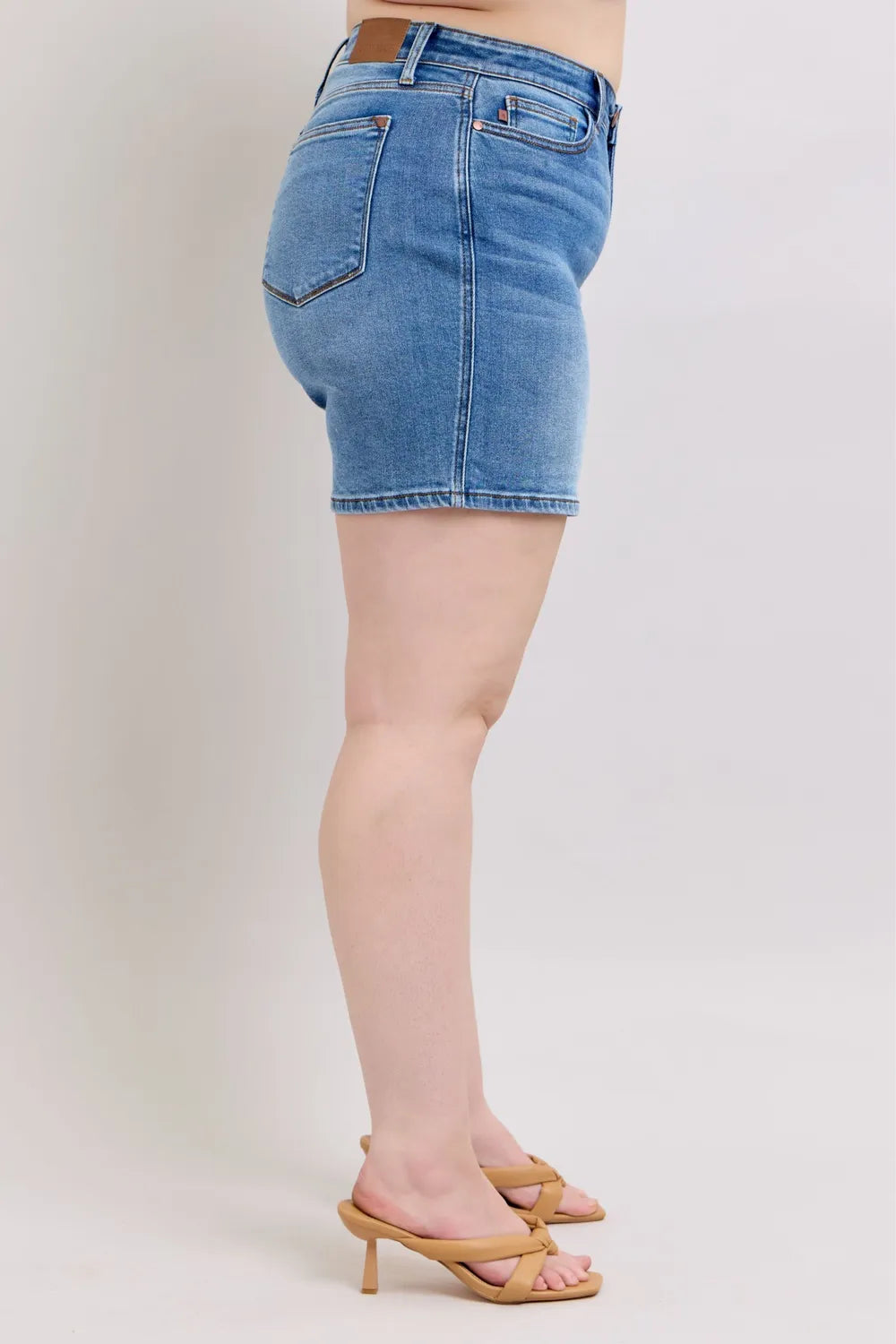 Judy Blue Full Size 2 Button Denim Shorts with Pockets Plus Size-Stay Foxy Boutique, Florissant, Missouri