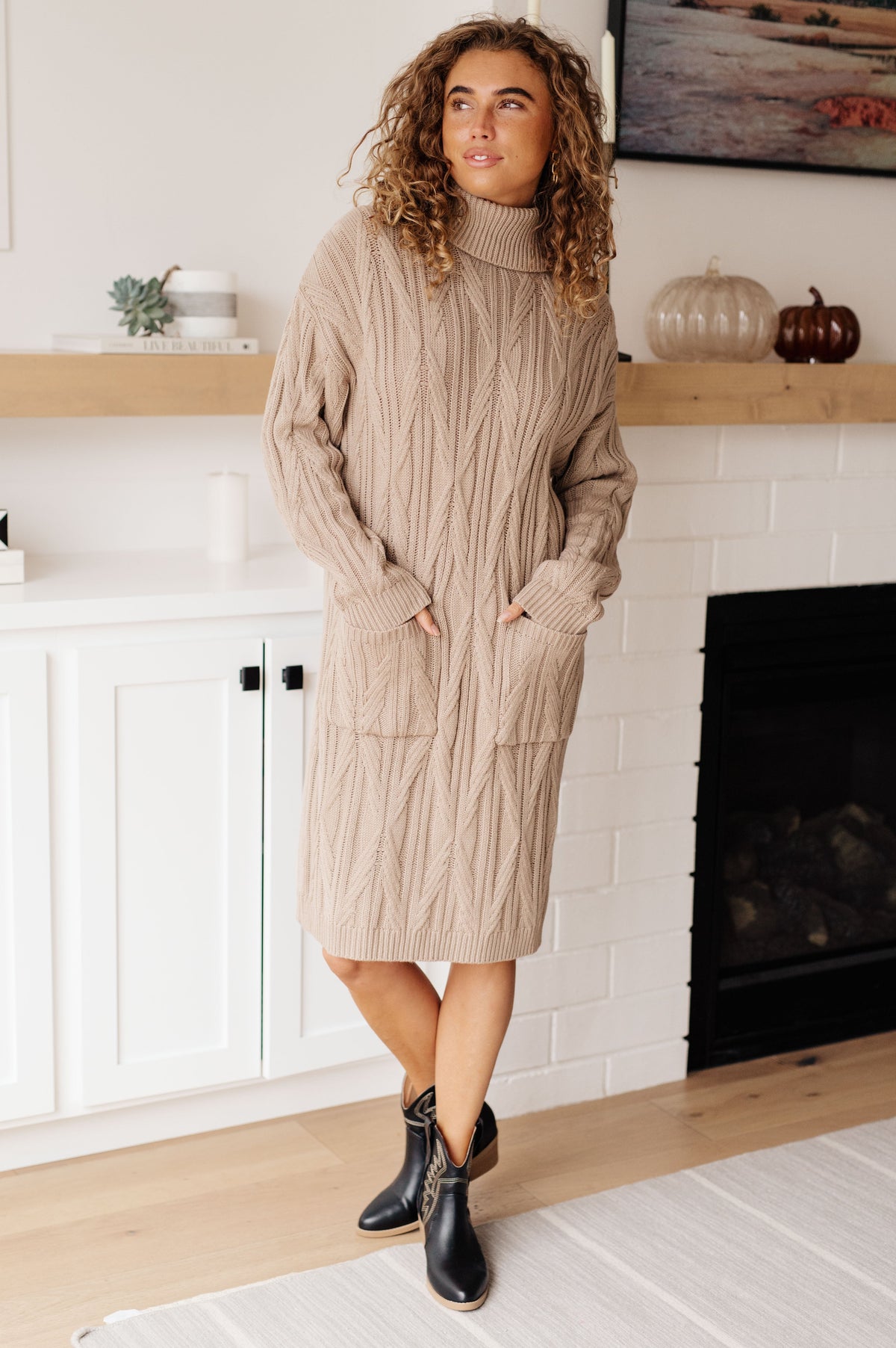 Bundled Beauty Turtleneck Sweater Dress-Dresses-Stay Foxy Boutique, Florissant, Missouri