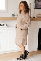 Bundled Beauty Turtleneck Sweater Dress-Dresses-Stay Foxy Boutique, Florissant, Missouri