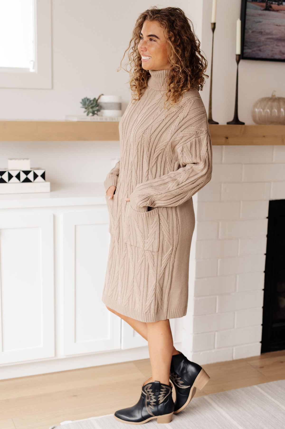 Bundled Beauty Turtleneck Sweater Dress-Dresses-Stay Foxy Boutique, Florissant, Missouri