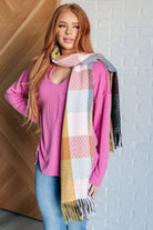 Keep Me Cozy Checkered Fringe Scarf in Pine and Petals-Accessories-Stay Foxy Boutique, Florissant, Missouri