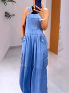 Full Size Pocketed Wide Leg Denim Overalls Plus Size-Stay Foxy Boutique, Florissant, Missouri