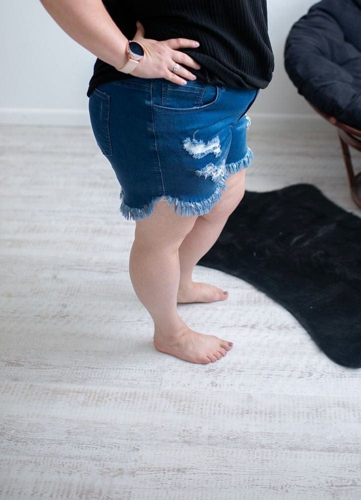 DISTRESSED STRETCH JEAN SHORTS-Stay Foxy Boutique, Florissant, Missouri
