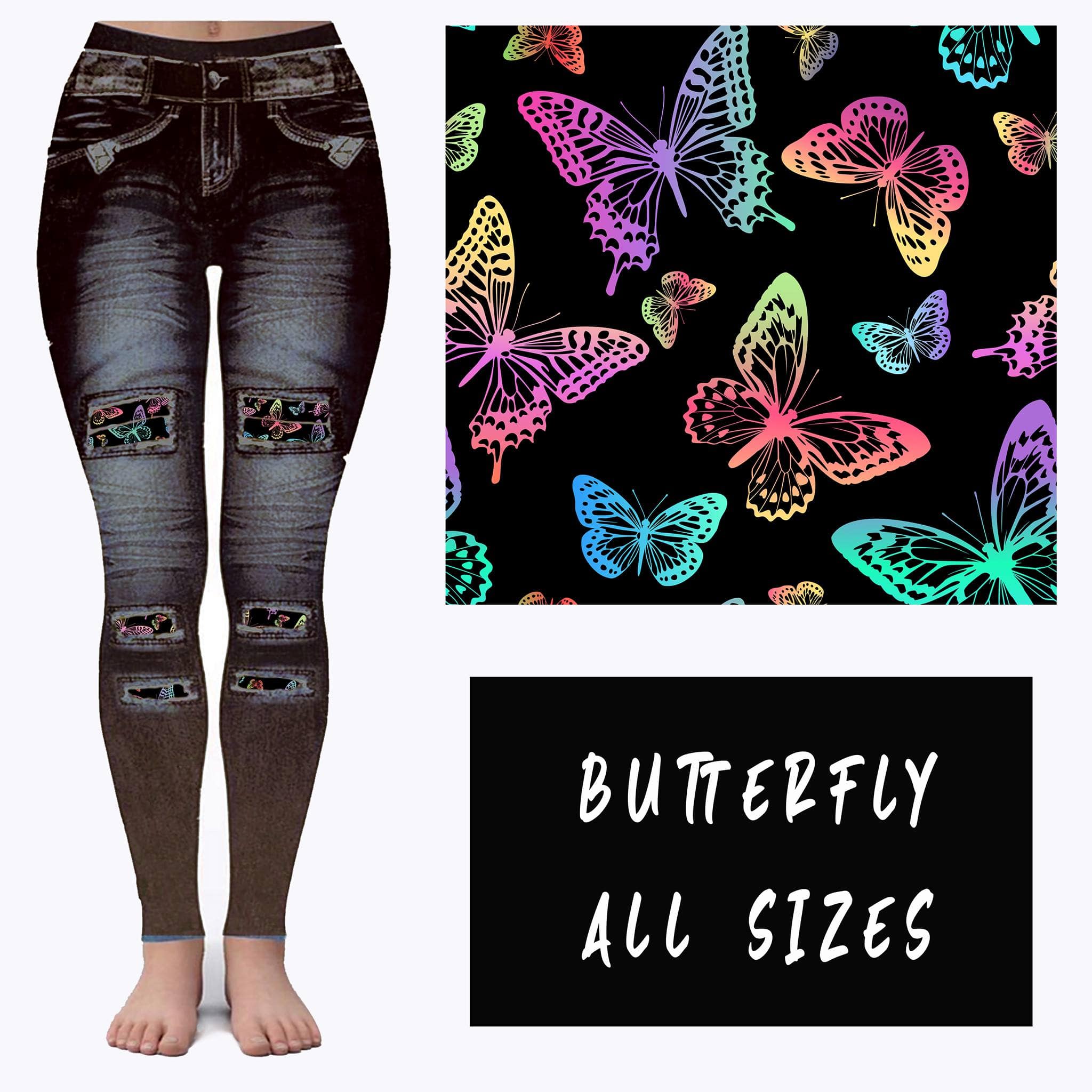 LEGGING JEAN RUN-BUTTERFLY (ACTIVE BACK POCKETS)-Stay Foxy Boutique, Florissant, Missouri