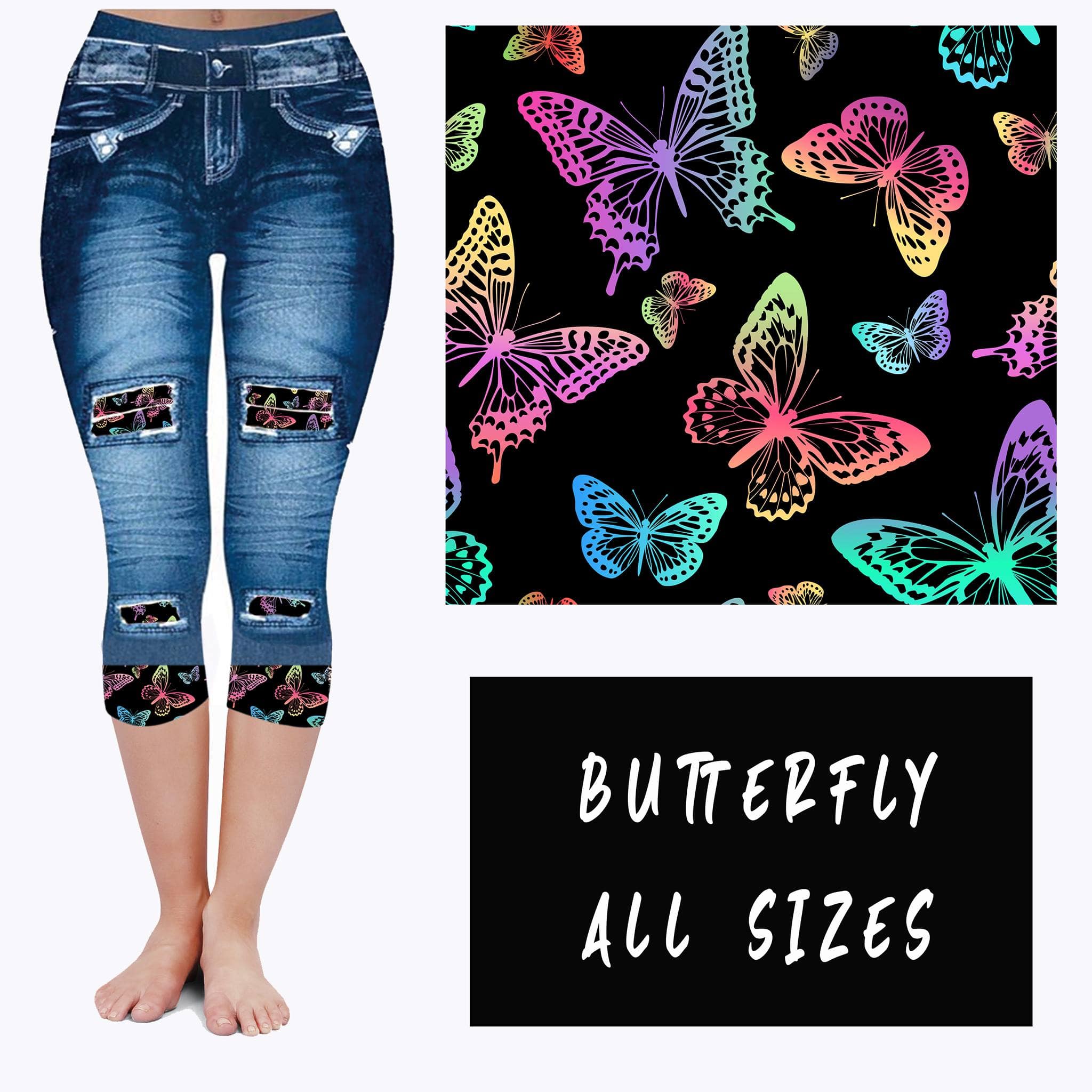 LEGGING JEAN RUN-BUTTERFLY (ACTIVE BACK POCKETS)-Stay Foxy Boutique, Florissant, Missouri