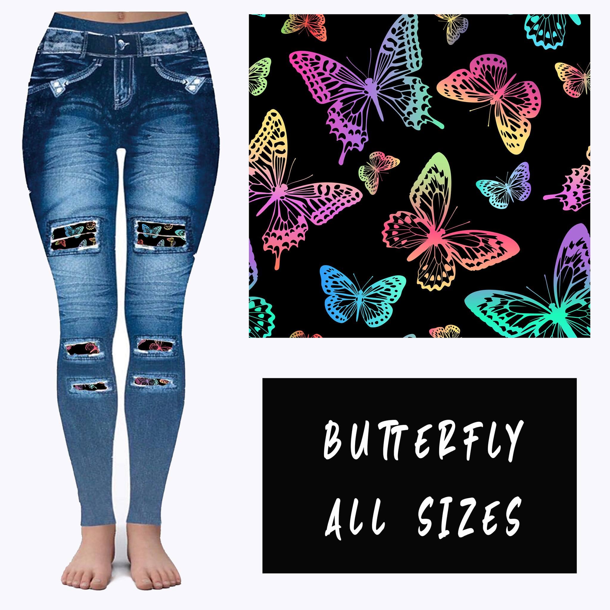 LEGGING JEAN RUN-BUTTERFLY (ACTIVE BACK POCKETS)-Stay Foxy Boutique, Florissant, Missouri