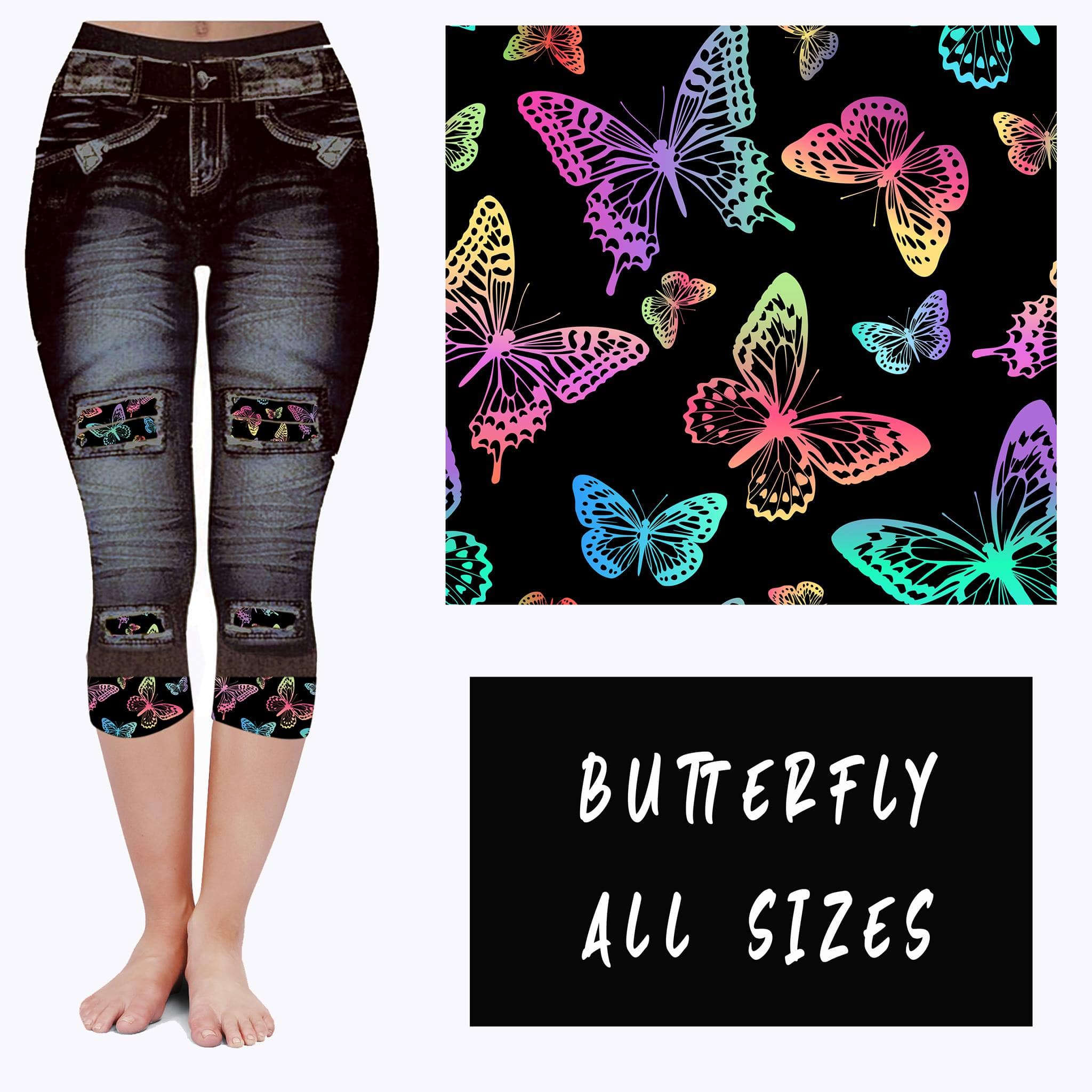 LEGGING JEAN RUN-BUTTERFLY (ACTIVE BACK POCKETS)-Stay Foxy Boutique, Florissant, Missouri
