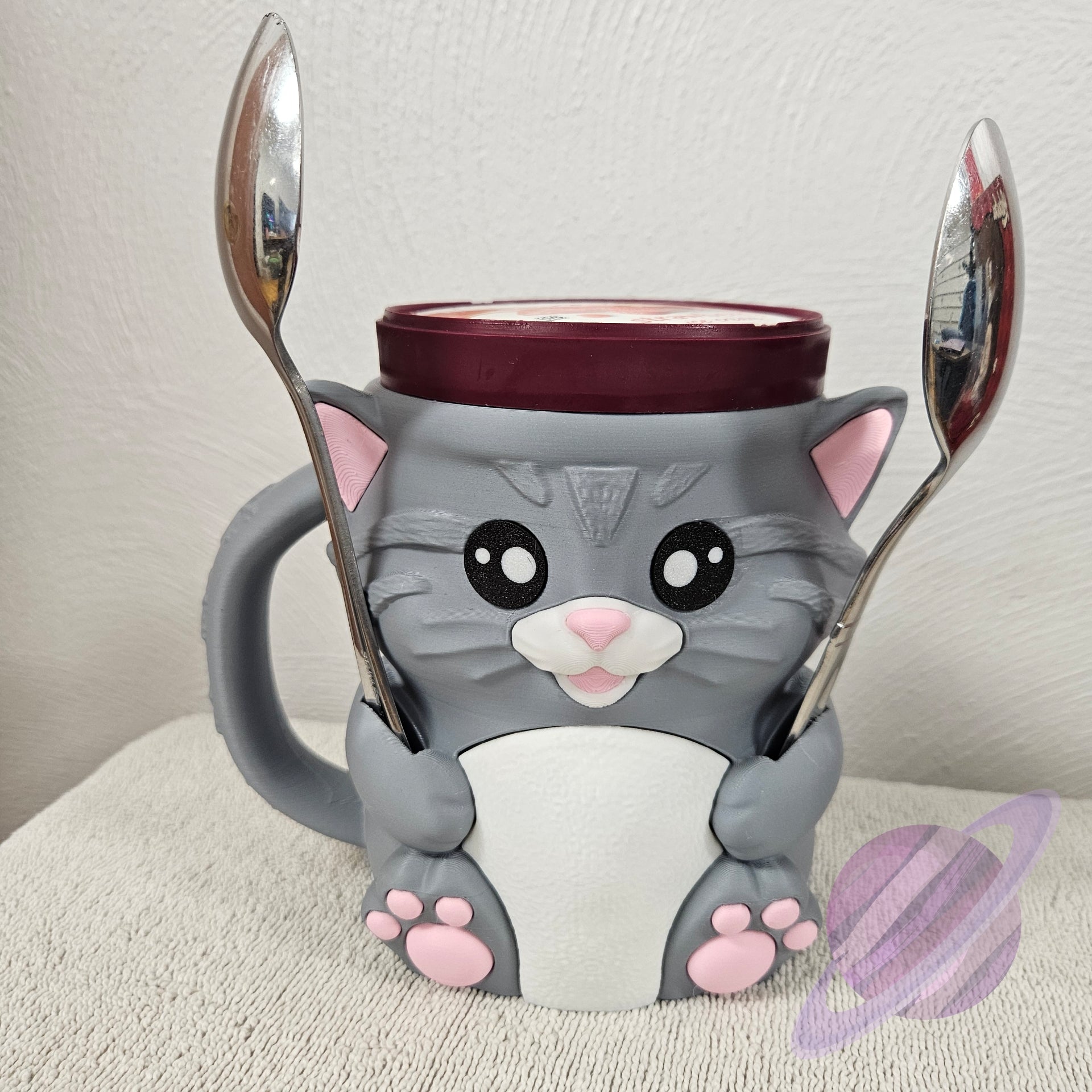 CUDDLES THE CAT- 3D PRINTED ICE CREAM PINT HOLDER-Stay Foxy Boutique, Florissant, Missouri