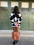 Contrast Trim Cardigan in Black Checkers-Womens-Stay Foxy Boutique, Florissant, Missouri