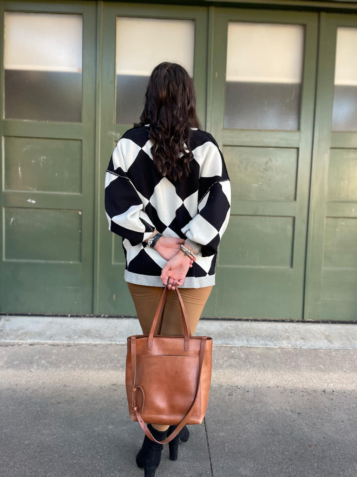 Contrast Trim Cardigan in Black Checkers-Womens-Stay Foxy Boutique, Florissant, Missouri