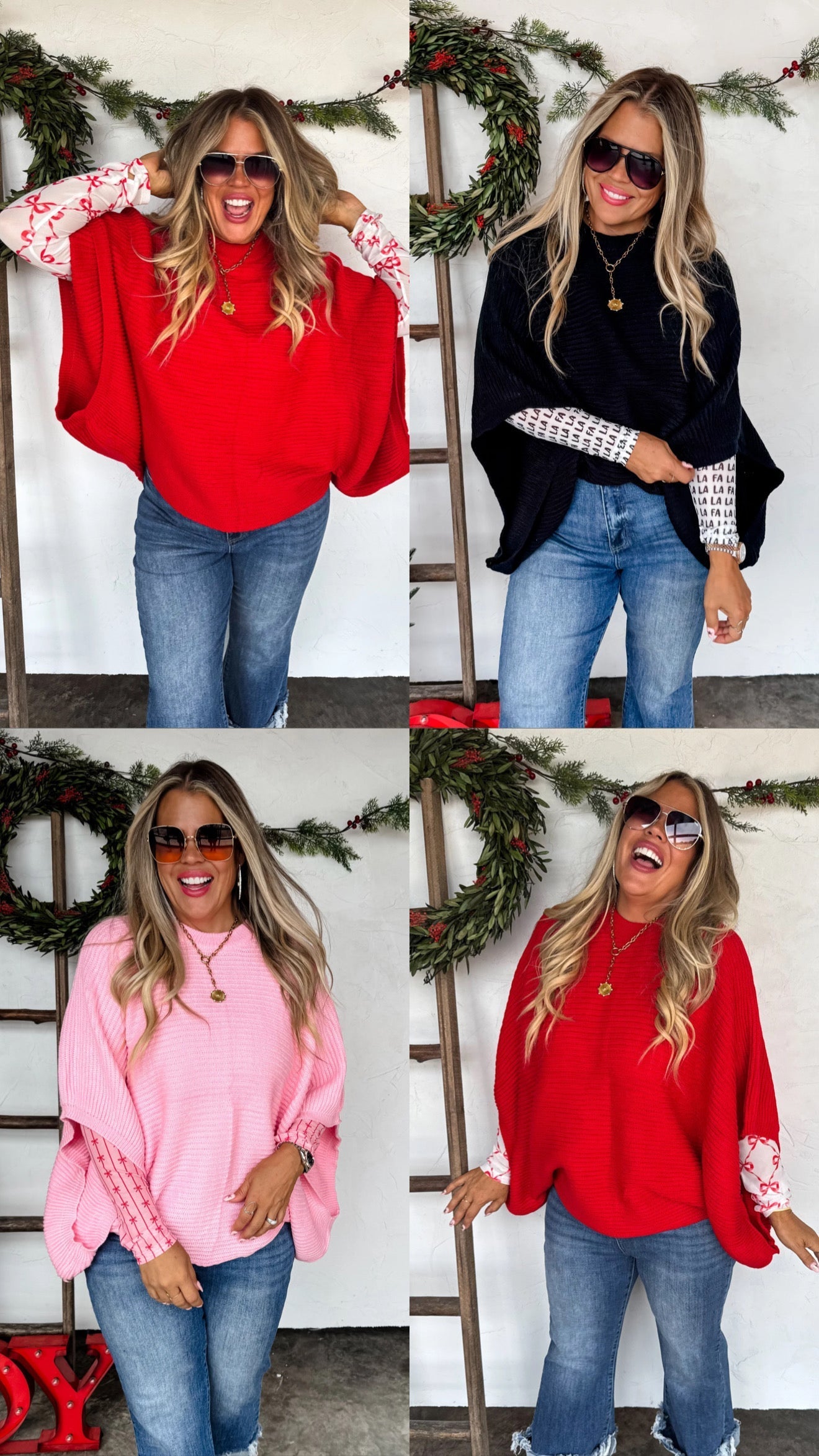 PREORDER: Holiday Meg Pullover Poncho-Womens-Stay Foxy Boutique, Florissant, Missouri