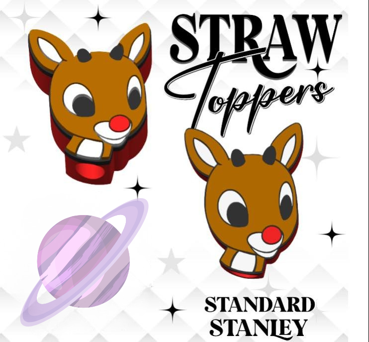 RED NOSE DEER- 3D PRINTED STRAW CHARM-Stay Foxy Boutique, Florissant, Missouri