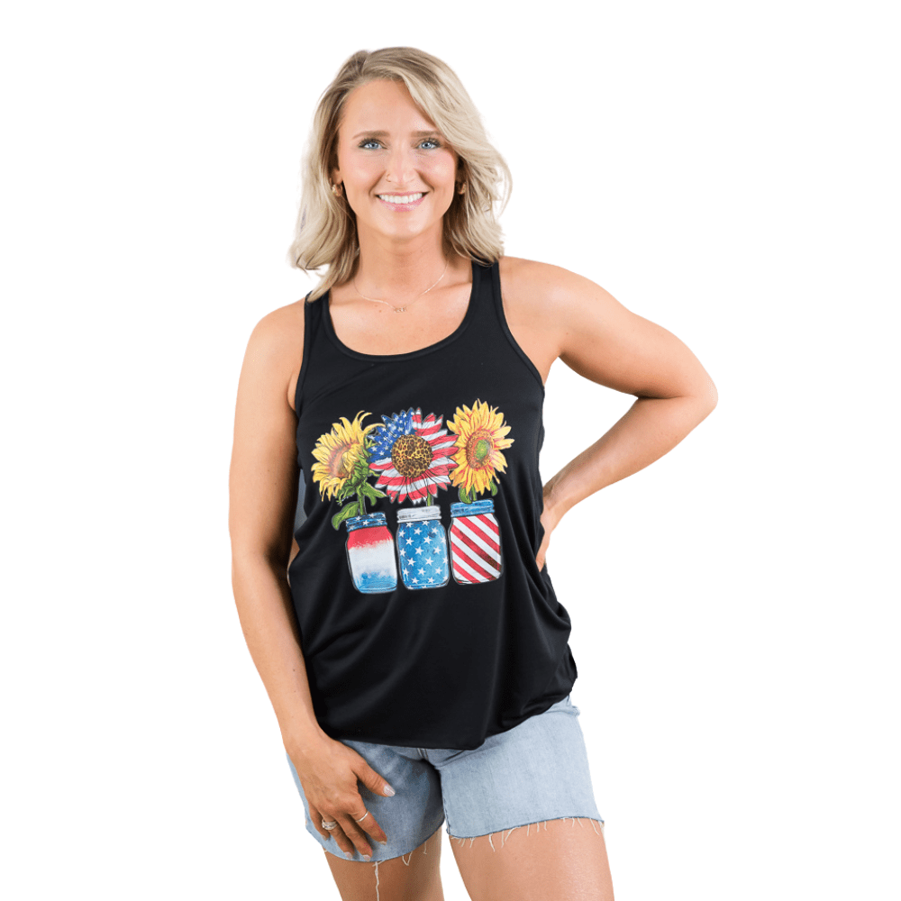 USA Sunflower Tank-BT Graphic Tee-Stay Foxy Boutique, Florissant, Missouri