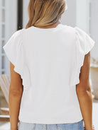 Full Size Ruffled Sleeve Ribbed Knit T-Shirt Plus Size-Stay Foxy Boutique, Florissant, Missouri