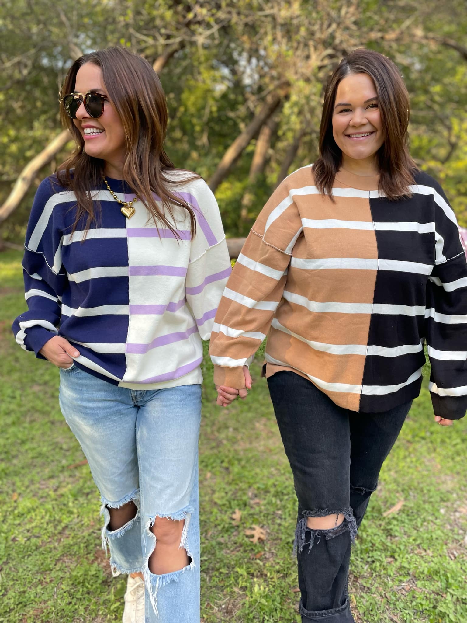 PREORDER: Exceptional Thought Striped Patchwork Sweater in Three Colors-Womens-Stay Foxy Boutique, Florissant, Missouri