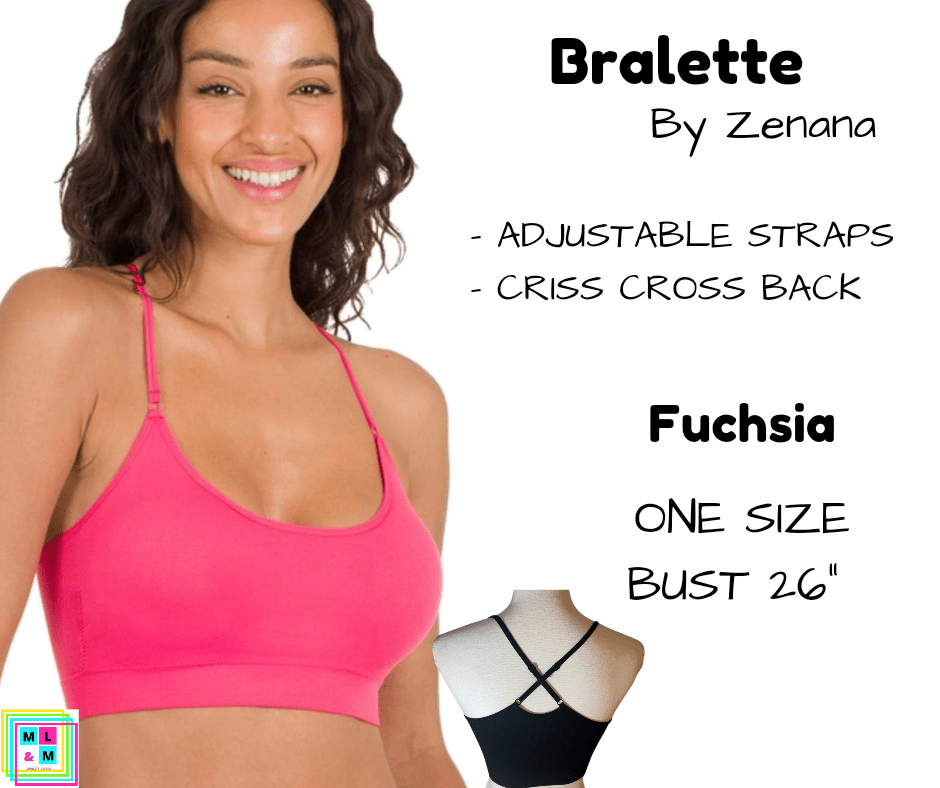 Cross Back Bralette - Fuchsia-Bralette-Stay Foxy Boutique, Florissant, Missouri