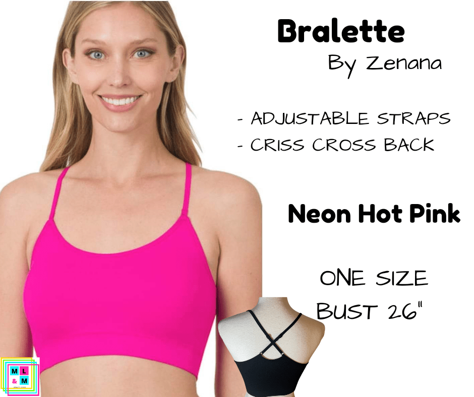 Cross Back Bralette - Neon Hot Pink-Bralette-Stay Foxy Boutique, Florissant, Missouri
